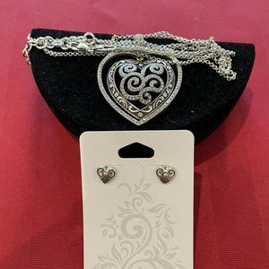 Brighton SHIRAZ HEART Crystal Necklace & Earrings